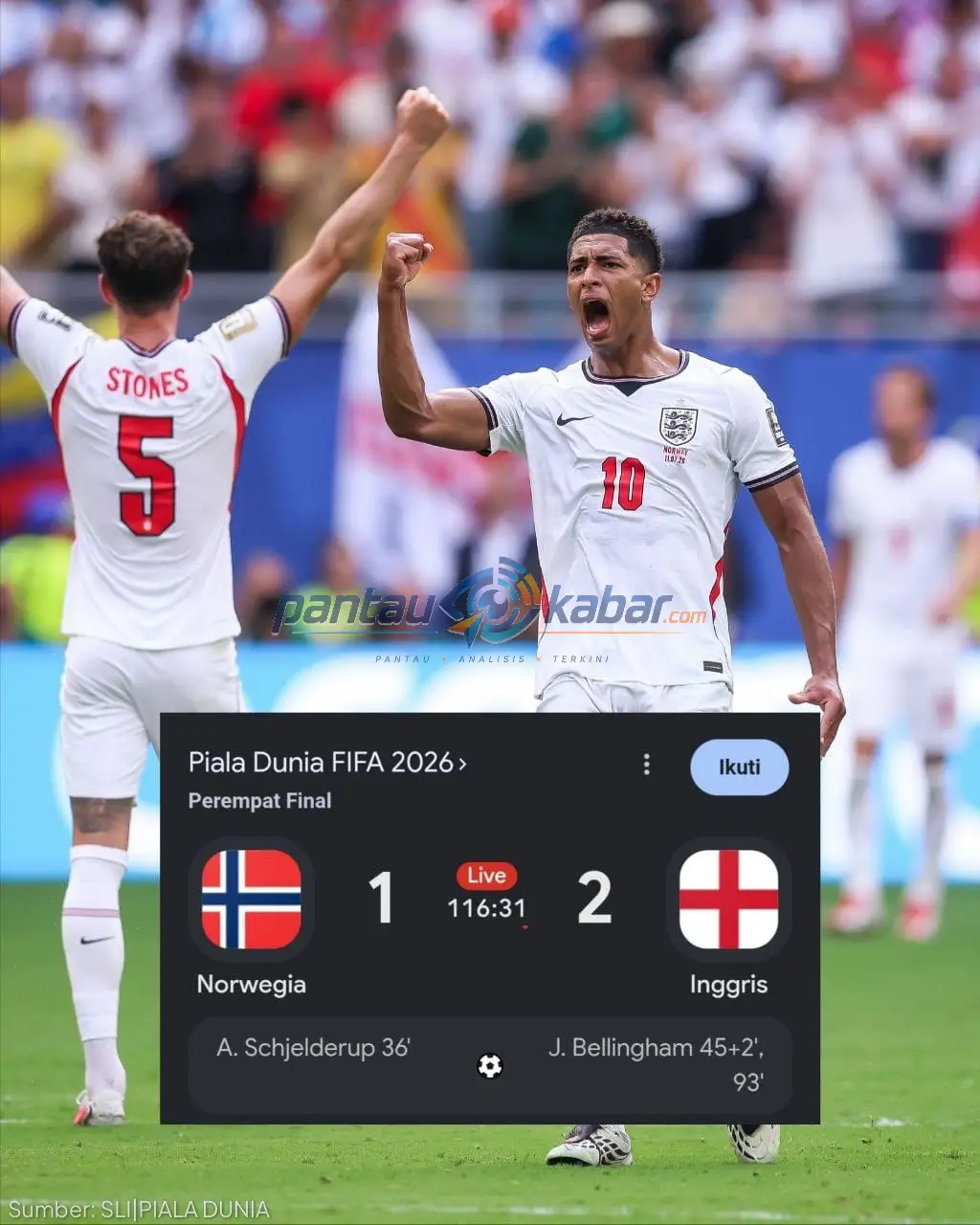 Gol Jude Bellingham di Menit 93' Antar Inggris Kalahkan Norwegia 2-1 dan Lolos ke Semifinal Piala Dunia 2026 Gol Jude Bellingham di Menit 93' Antar Inggris Kalahkan Norwegia 2-1 dan Lolos ke Semifinal Piala Dunia 2026