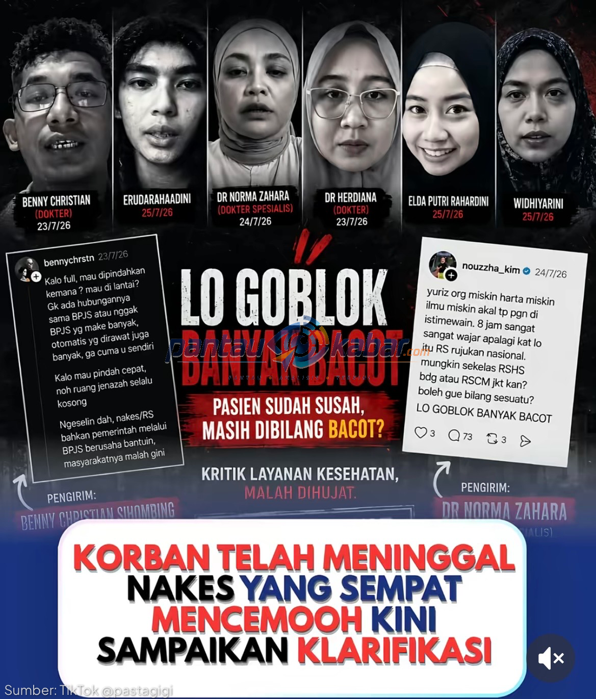 Kasus Yurizal Viral: Pasien BPJS Meninggal, Sejumlah Nakes Beri Klarifikasi atas Komentar yang Tuai Sorotan Kolase berisi tangkapan layar sejumlah akun tenaga kesehatan yang menjadi sorotan publik setelah mengomentari keluhan pasien BPJS, disertai tulisan mengenai meninggalnya Yurizal Tri Chaerawan dan klarifikasi yang disampaikan beberapa pihak.