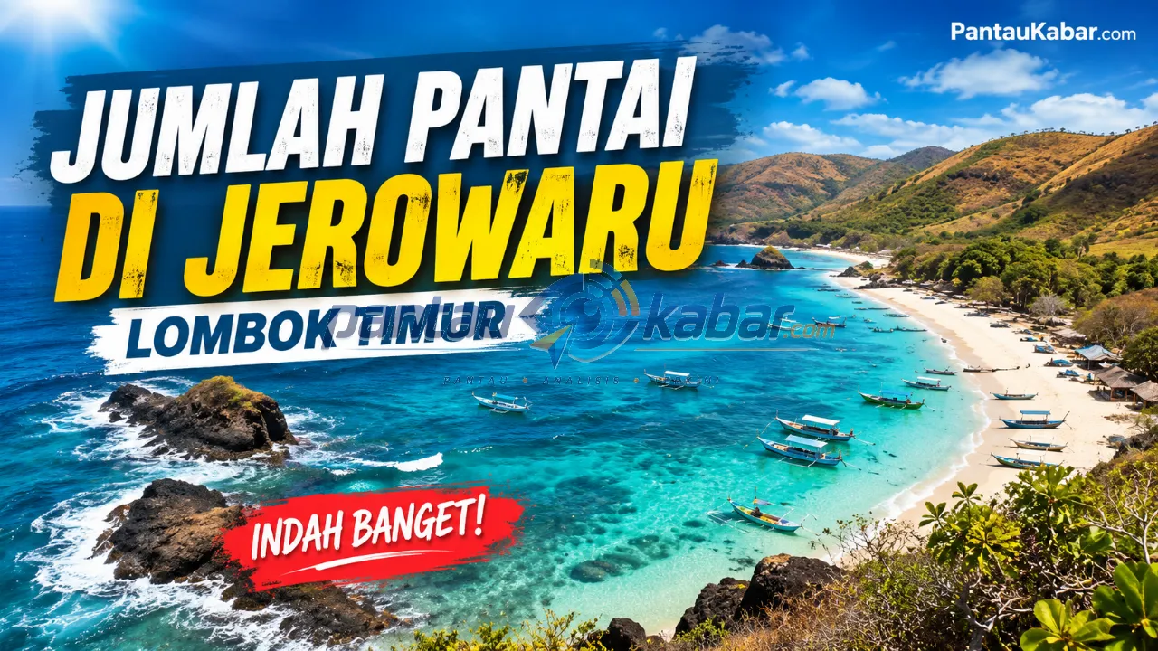 Pantai di Jerowaru Lombok Timur dengan laut biru dan tebing indah
